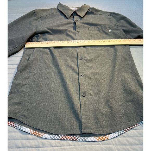 Marmot Mens Long Sleeve Button Up Hiking Shirt Grey Size Med Patterned Flip Cuff - Picture 8 of 11